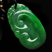 冰种阳绿满绿缅甸翡翠A货如意挂件