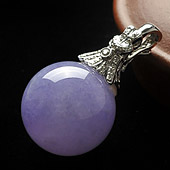 糯冰种紫罗兰缅甸翡翠A货镶白金玉珠胸坠（真钻）