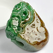 糯冰种黄加绿缅甸翡翠A货龙行如意手玩件