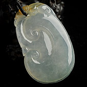 冰种飘黄翡缅甸翡翠A货如意挂件