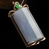 糯冰种紫罗兰缅甸翡翠A货镶玫瑰金胸坠（真钻）