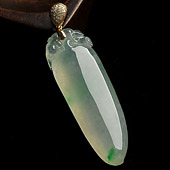 冰种飘翠缅甸翡翠A货福瓜挂件