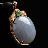 糯冰种紫罗兰缅甸翡翠A货镶玫瑰金胸坠（真钻）