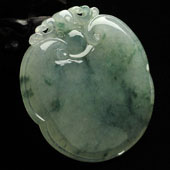 冰种飘花缅甸翡翠A货如意牌挂件