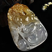 冰种黄翡缅甸翡翠A货事事如意挂件