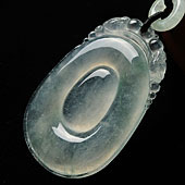 冰种飘花缅甸翡翠A货双龙如意挂件