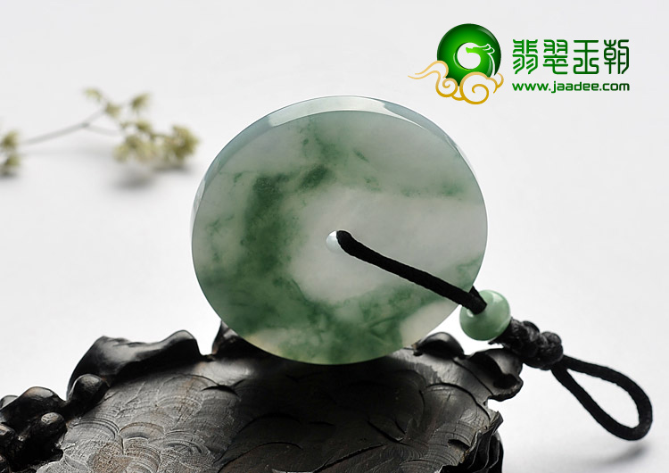 糯冰种飘花缅甸翡翠A货平安扣挂件