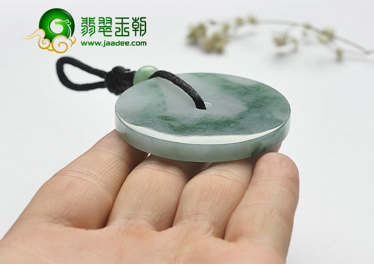 糯冰种飘花缅甸翡翠A货平安扣挂件