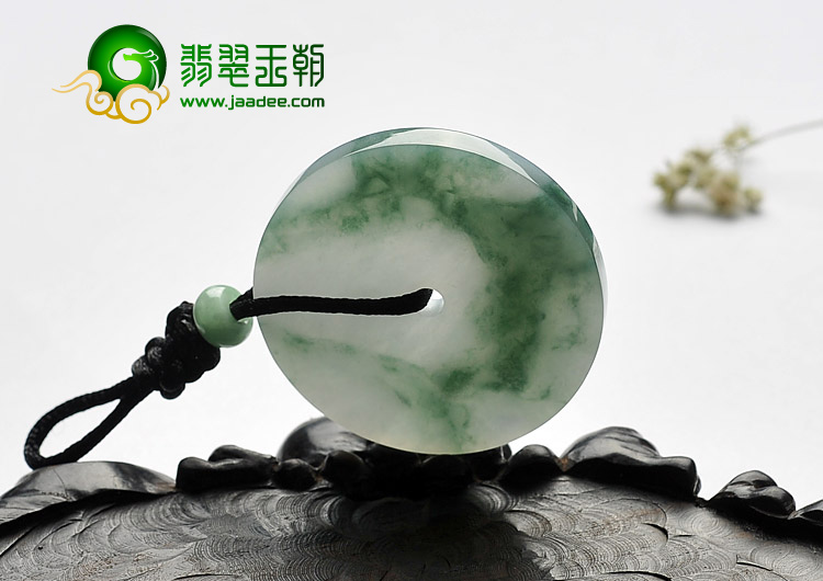 糯冰种飘花缅甸翡翠A货平安扣挂件