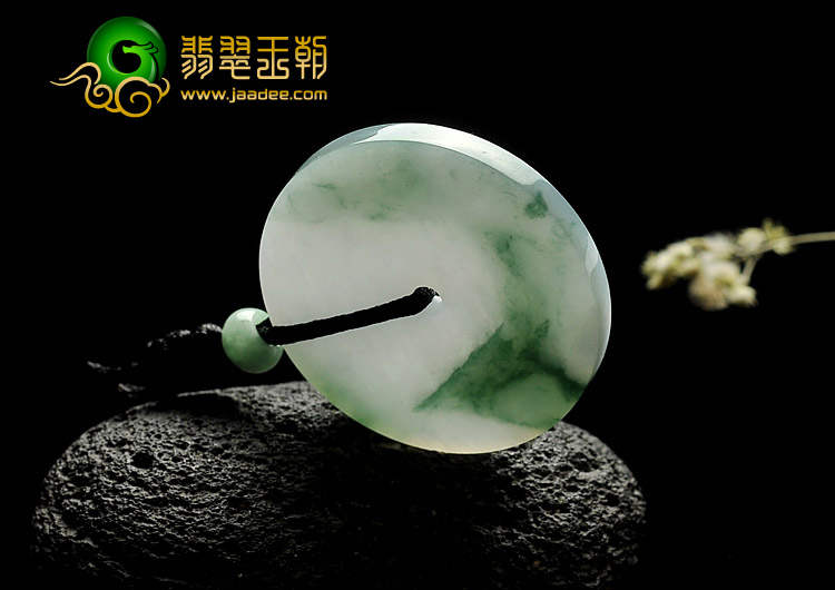 糯冰种飘花缅甸翡翠A货平安扣挂件