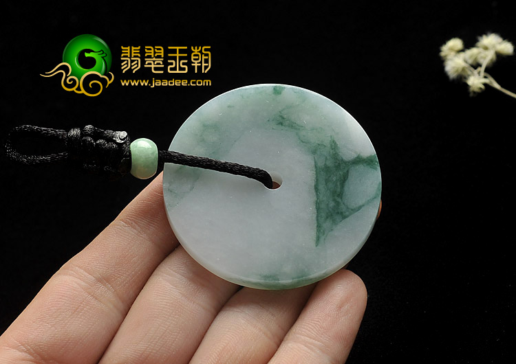 糯冰种飘花缅甸翡翠A货平安扣挂件