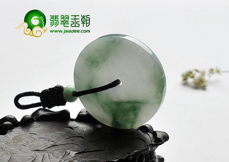 糯冰种飘花缅甸翡翠A货平安扣挂件