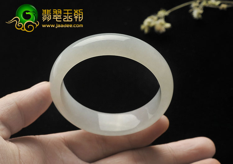 冰种白色缅甸翡翠A货手镯（52.8mm）