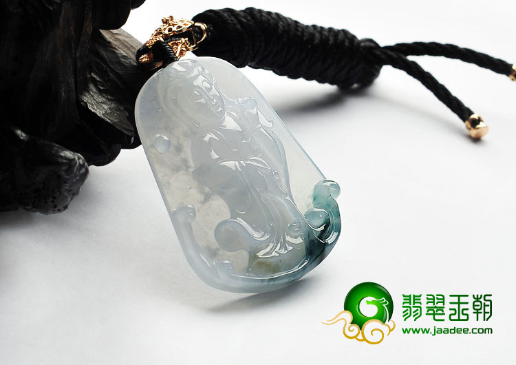 冰种飘花缅甸翡翠A货观音挂件