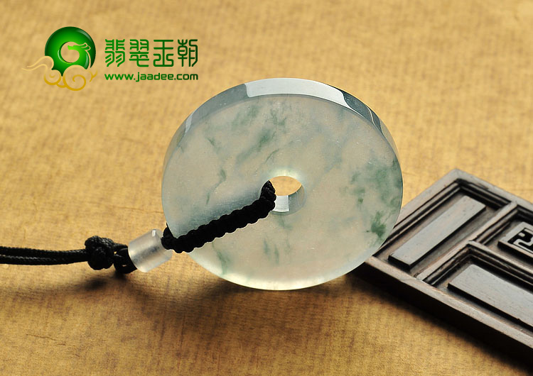 冰玻种飘花缅甸翡翠A货平安扣挂件