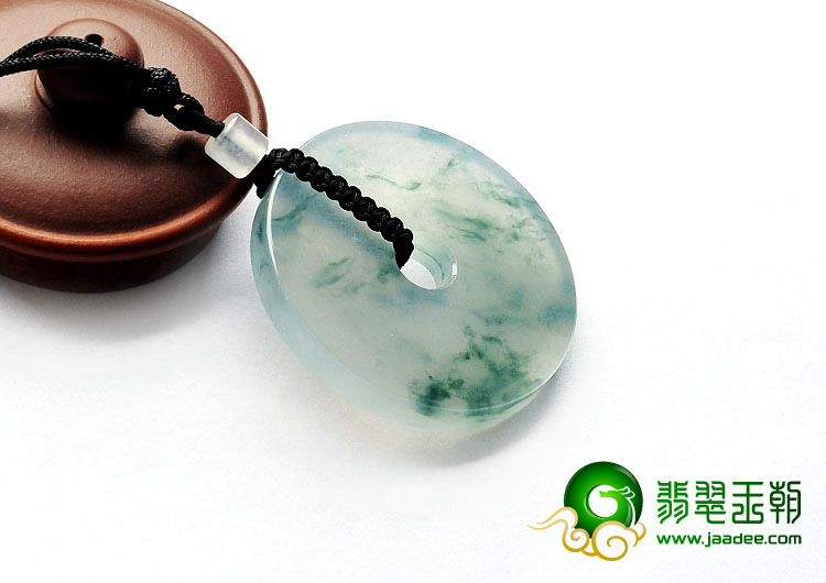 冰玻种飘花缅甸翡翠A货平安扣挂件