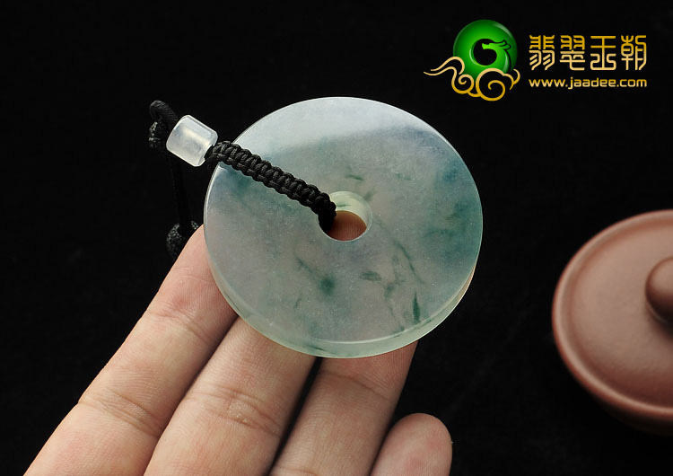 冰玻种飘花缅甸翡翠A货平安扣挂件