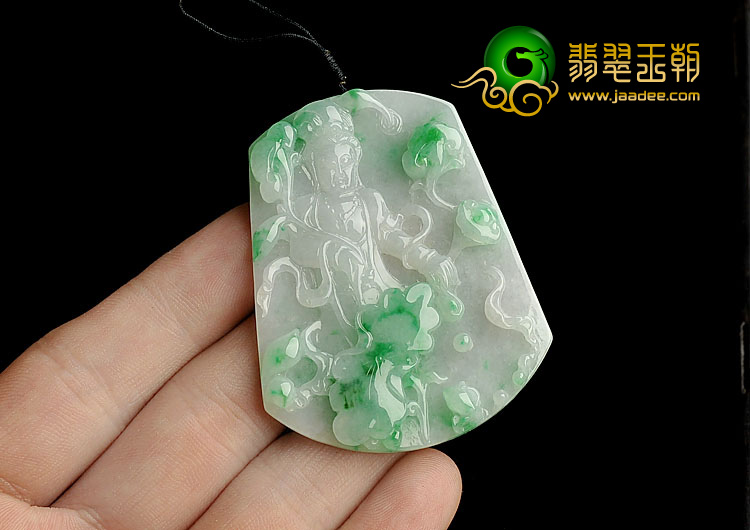 糯冰种飘翠缅甸翡翠A货观音挂件