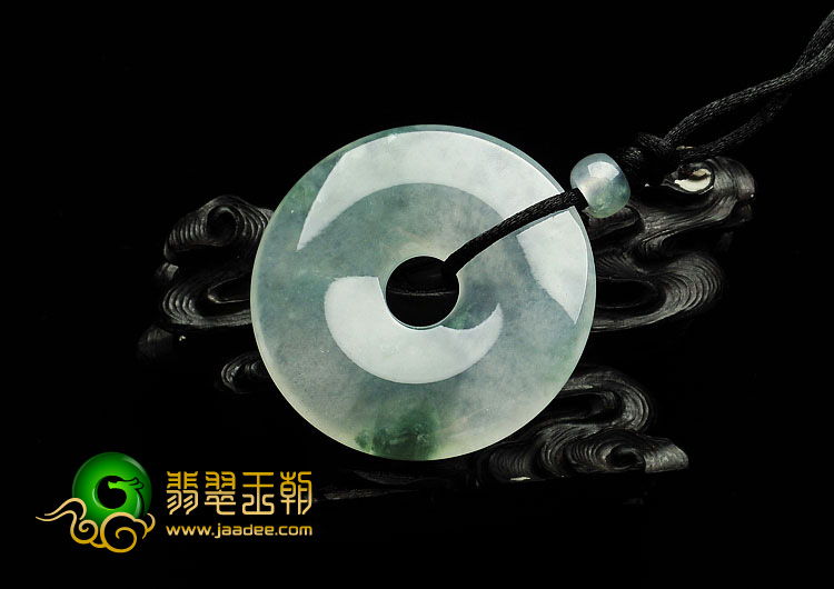 冰种飘花缅甸翡翠A货平安扣挂件