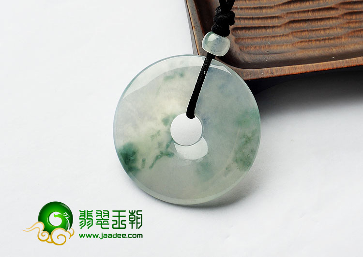 冰种飘花缅甸翡翠A货平安扣挂件