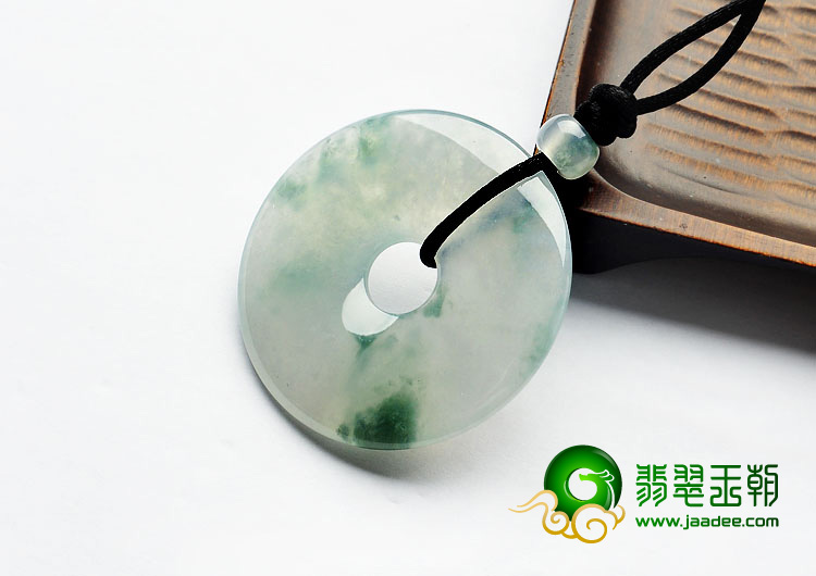冰种飘花缅甸翡翠A货平安扣挂件