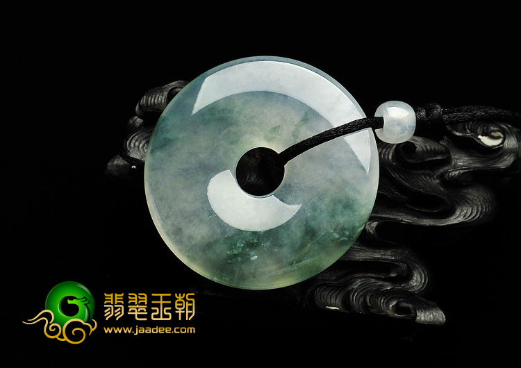 冰种飘花缅甸翡翠A货平安扣挂件