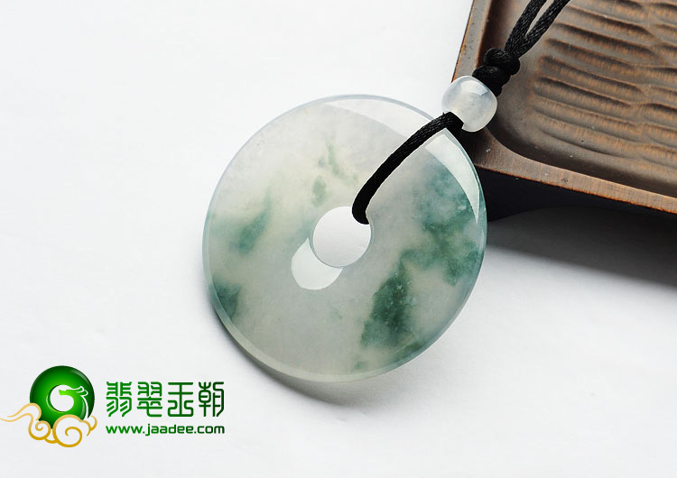 冰种飘花缅甸翡翠A货平安扣挂件