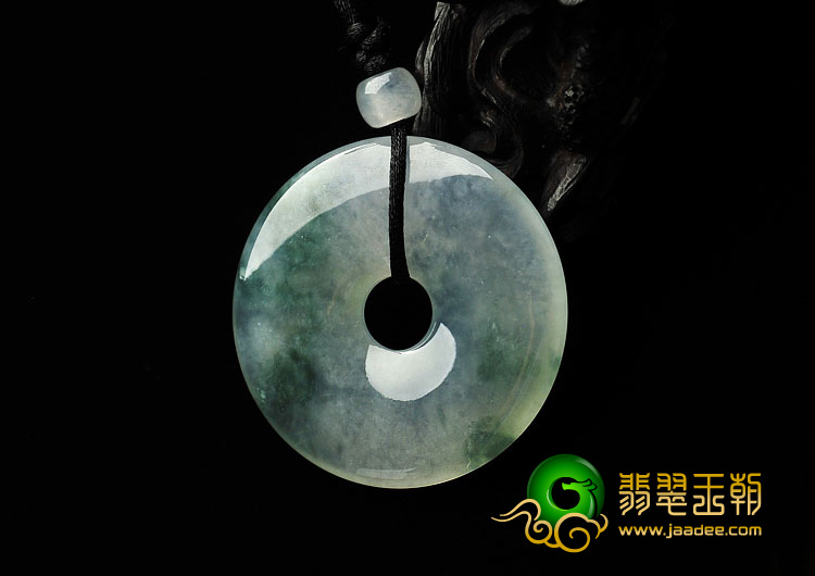 冰种飘花缅甸翡翠A货平安扣挂件