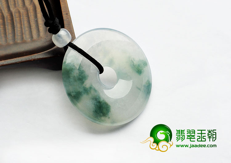 冰种飘花缅甸翡翠A货平安扣挂件