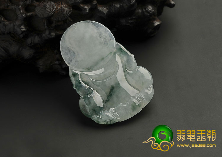 糯冰种飘花缅甸翡翠A货观音挂件