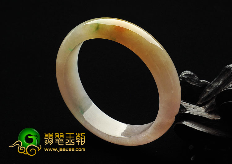 糯冰种三彩缅甸翡翠A货手镯（56.6mm）