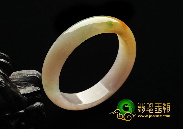 糯冰种三彩缅甸翡翠A货手镯（56.6mm）