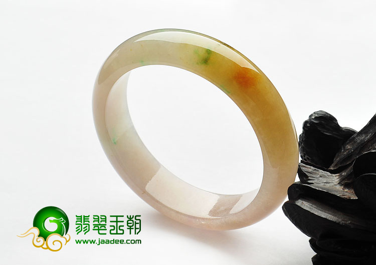 糯冰种三彩缅甸翡翠A货手镯（56.6mm）