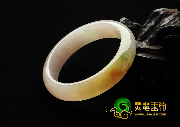 糯冰种三彩缅甸翡翠A货手镯（56.6mm）