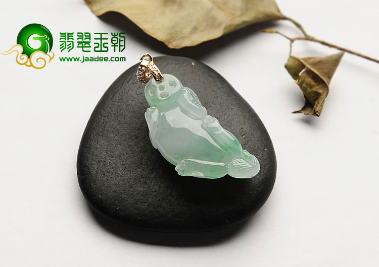 糯冰种飘翠缅甸翡翠A货貔貅挂件