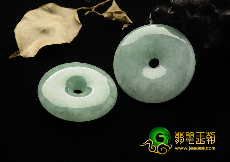 糯冰种晴水缅甸翡翠A货平安扣挂件（一对）