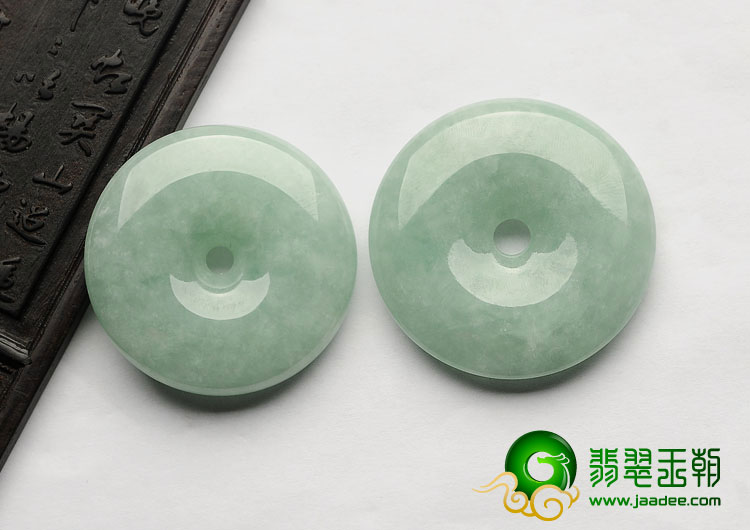 糯冰种晴水缅甸翡翠A货平安扣挂件（一对）