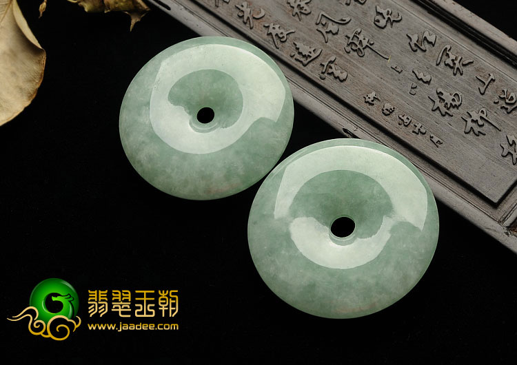糯冰种晴水缅甸翡翠A货平安扣挂件（一对）