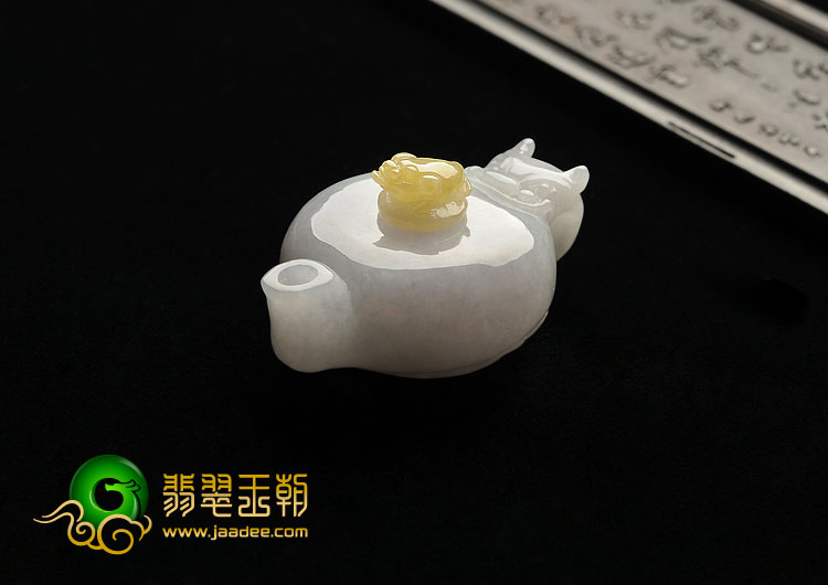糯冰种晴水黄翡缅甸翡翠A货玉壶小摆件