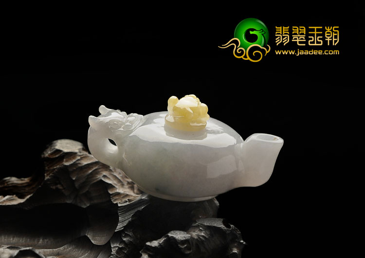 糯冰种晴水黄翡缅甸翡翠A货玉壶小摆件