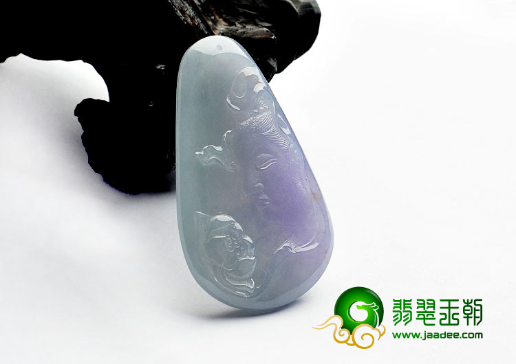 冰种紫罗兰缅甸翡翠A货观音挂件