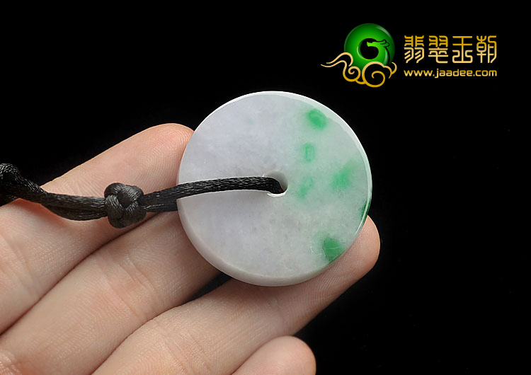 糯冰种春带彩缅甸翡翠A货平安扣挂件
