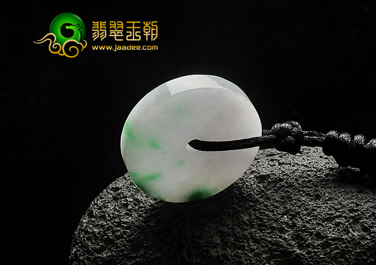 糯冰种春带彩缅甸翡翠A货平安扣挂件