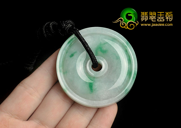 糯冰种飘翠缅甸翡翠A货平安扣挂件
