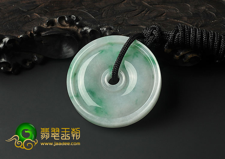 糯冰种飘翠缅甸翡翠A货平安扣挂件