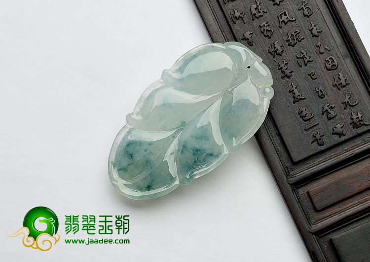 冰种飘花缅甸翡翠A货叶子挂件