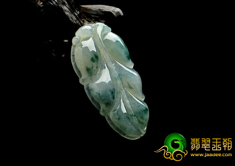 冰种飘花缅甸翡翠A货叶子挂件