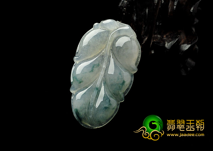 冰种飘花缅甸翡翠A货叶子挂件