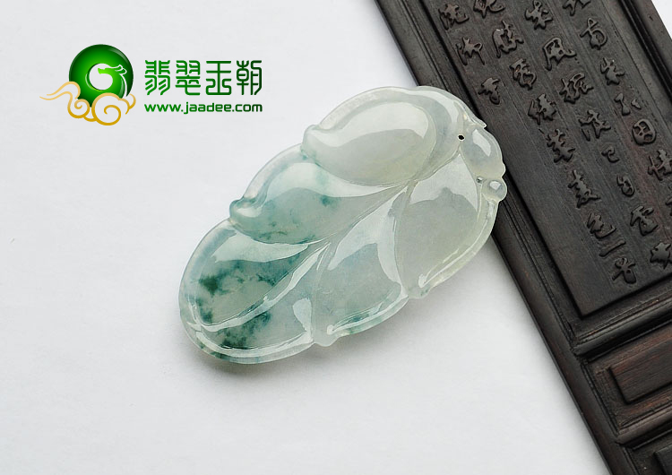 冰种飘花缅甸翡翠A货叶子挂件