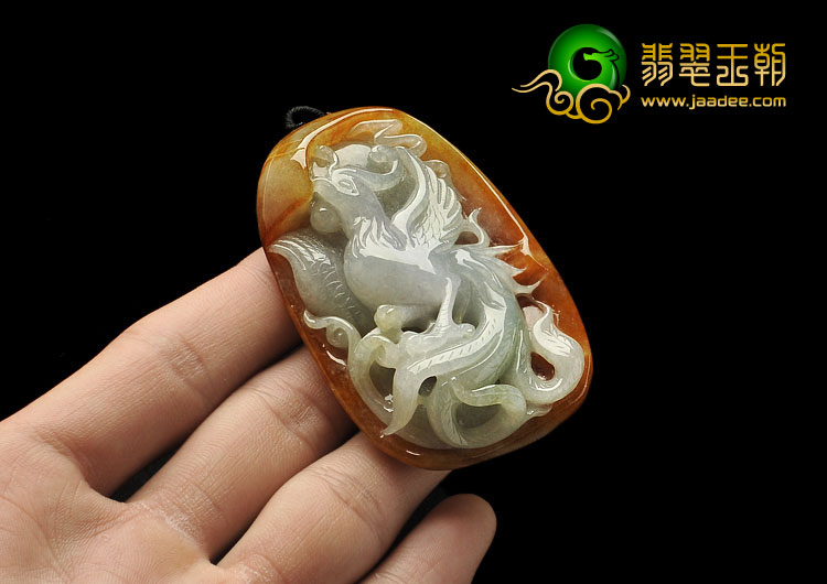 糯冰种褐黄翡缅甸翡翠A货凤凰挂件